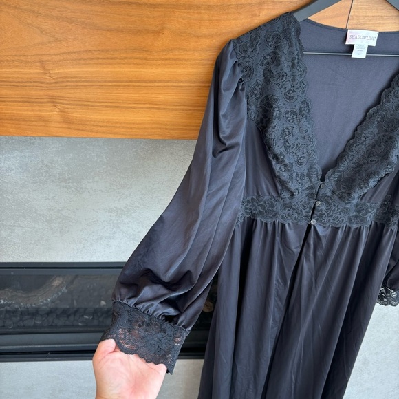 Vintage Shadowline Intimates Set Robe Lace & Dress Nightgown, Size L - Picture 6 of 15